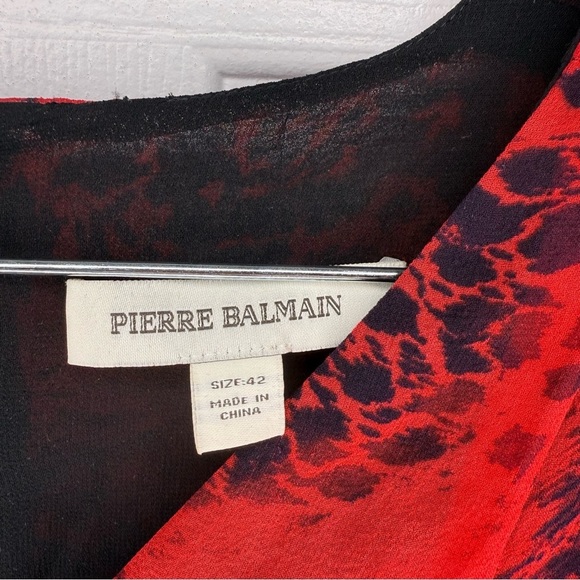 Pierre Balmain Mulberry Silk Dress Red and Black Animal Print Size EU 42 GUC - Picture 6 of 10